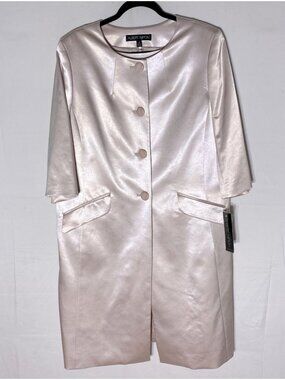 Albert Nipon Champagne Blush Knee Length Sleeveless Dress W Matching Overcoat 16
